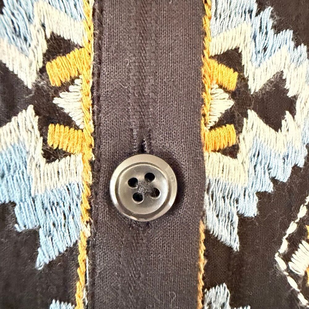 J Jill Pure Elements Embroidered Relaxed Bohemian Festival Blouse SZ XL #2627 - Picture 9 of 15
